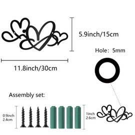 CREATCABIN Infinity Heart Metal Wall Art Love Sign Wall Decor Valentine's Day Black Heart Shaped Plaque Hanging Wall Sculptures for Bedroom Living Room Wedding Decoration Minimalist Indoor Outdoor