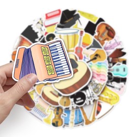 Musical Instrument Sticker Set 50 Pieces Decoration for Car Laptop Skateboard Bicycle Moped Motorcycle Bicycle Computer Suitable for Adults Children