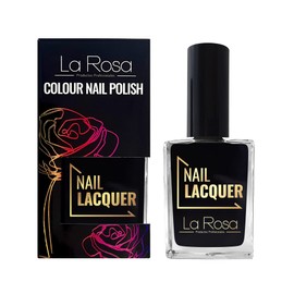 La Rosa Nagellack - Energiegeladene Farbe mit richtiger Deckkraft - Langlebige Formel - Gute Konsistenz - Einfache Anwendung mit gut geformtem Pinsel - Schwarz 15 ml