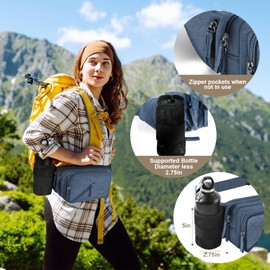 Afreter Fanny Pack Waterproof Waist Bag Pack Men Women Hip Bum Bag With Water Bottle Holder Adjustable Strap Suitable For Outdoors Workout Traveling Hiking Cycling Dog Walking Pouch Bag(Blue)