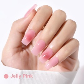 L'UGX Translucent Pink Jelly Gel Nail Polish,15ML Neutral Nude Gel Polish Pink Sheer Natutal UV French Tip Color Gel Nail for Nail Art DIY Manicure at Home Holiday Gifts for Women LGS-713