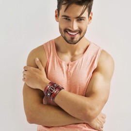 JEWELRYWE Punk Bangle Rivet Leather Bracelet, Bracelet, Leather Belt, Wide, Antique, Popular, Rock Bag, Gothic Fashion Accessory, Birthday, Anniversary, Best Friend, Boyfriend, Gift, Leather