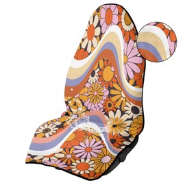 Tuoxiukan Hippie Daisy Beach Towel Car Seat Covers Soft Fabric Waterproof Sweat Towel Car Seat Cover for Post Workout Gym Running Auto Interior Decor