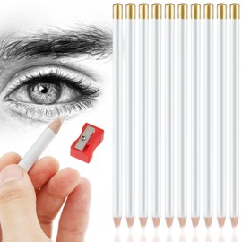 Yolev Pack of 10 Eraser Pens, Thin Eraser Pens, Wooden Artists, Drawing Pen, Eraser Pen with Small Pencil Sharpener, Pen Shape Eraser for Drawing Beginners and Artists