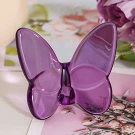 HOgardenME Crystal Glass Butterfly Figurines Flying Butterflies Figurine Crystal Cut Glass Butterfly Ornament Statue Animal Collectible Home Desk Decor(Violet)