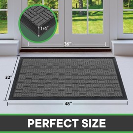 Mibao Front Door Mat, Heavy Duty Durable Welcome Mat for Outdoor Indoor, Dirt Trapper Waterproof Super Absorbent Door Mat for Entryway Outside Patio Porch, 47" x 24", Light Grey