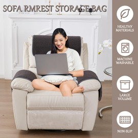 NNSMUN Armrest Cover, Recliner Chair Protector, Furniture Protector Slip, Side Storage Pocket, Stretch Armchair Couch Arm Rest Cover for Recliner, Chair, Sofa (Dark Gray,1 Seater(3pcs))