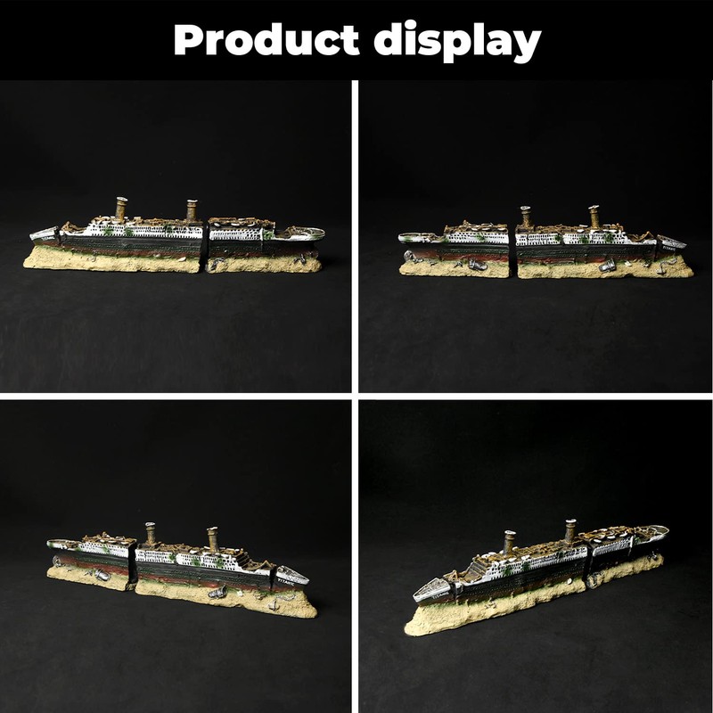 fazhongfa Aquarium Titanic Shipwreck Decorations Resin Wreck Ship Fish Tank