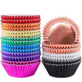 BAKHUK 500pcs Foil Cupcake Liner - Standard Size 2 Inches Muffin Liners - 10 Colors Baking Cups for Weddings, Birthdays, Baby Showers, Party
