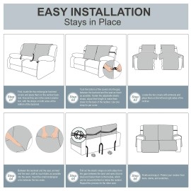 Genina Waterproof Loveseat Recliner Cover Non-Slip, Sofa Cover for Reclining ...
