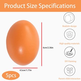 KARELLS Wooden Eggs for Chickens, False Eggs Made of Wood, Pack of 5 Wooden Eggs, Wooden Training Chickens for Chickens, Artificial Wooden Eggs Help with Laying, Agricultural Tool for Poultry