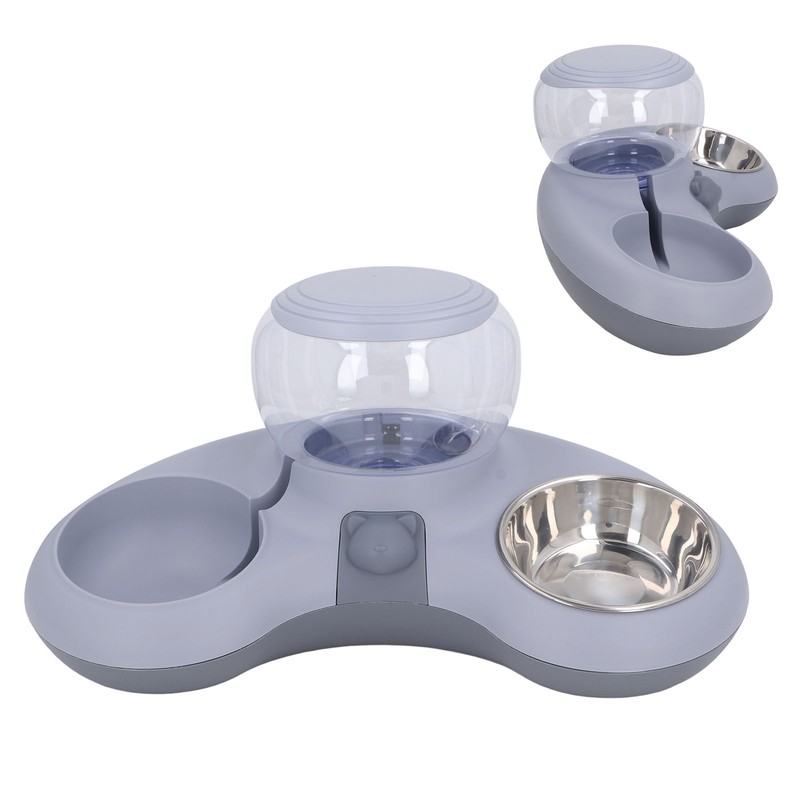 Double Cat Bowls Pet Food and Water Bowl Set Tilted