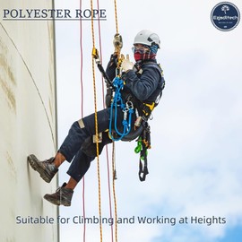 Arborist Rigging Rope Bull Rope Black (1/2 in x 150ft) Polyester Braided Arborist Rope 48 Strands for Tree Work Camping or Swinging…