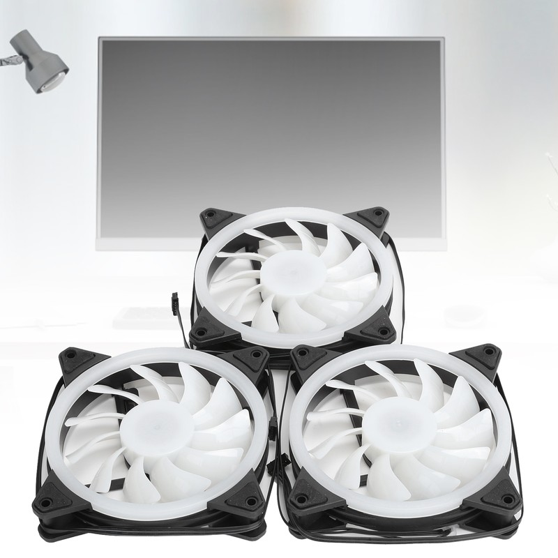 3Pcs Computer Chassis Cooling Fan Mute 6‑Pin Dual RGB Lights