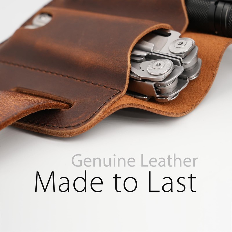 XXL EDC Leather Sheath for Leatherman Multitools, Belt Sheath Pocket