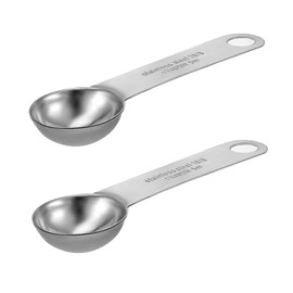 Yuanchu 2pcs 1 Teaspoon(1/3 tbsp | 5 ml | 5 cc | 1/6 oz) Measuring Spoons, 18/8 Food Grade Stainless Steel, More Corrosion Resistant, Wide Handle Anti-Shake Measure Ground Coffee Grains Protein Spices