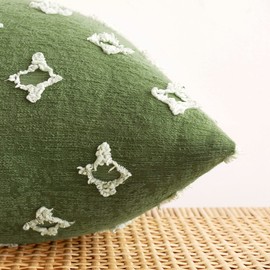 EMEMA Decorative Throw Pillow Covers Rhombic Jacquard Pillowcase Cushion Case Squarefor Couch Sofa Bed Living Room Bedroom Set of 2, 20x20 Inch, Olive Green