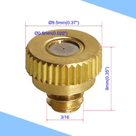 Aopin G 3/16 Brass Misting Nozzles 0.5mm / 0.02" Orifice Atomizing Mister Sprayer Nozzle Suitable For Outdoor Cooling,Garden Irrigation,Fountain, Crop Nutrient Injection, Greenhouse 16 Pcs