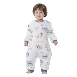 Baby Sleeping Bag with Feet 2.5 Tog Warm Lined Winter Children's Sleeping Bag Removable Sleeves for Boys Girls, blue