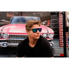 Funky Junque Men's Retro Squared Sunglasses: Black Frames/Multicolor Lenses