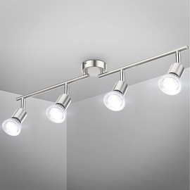 B.K.Licht B.K.Licht - LED ceiling lamp, swiveling, neutral white light color, 5 watts each, 400 lumens, ceiling light, LED lamp, living room lamp, bedroom lamp, kitchen lamp, 60.5x10.5 cm, matt nickel