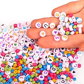Naler 1550 Pzs Set de Cuentas para Hacer Pulseras, Kit de 4mm Cuentas de Colores y 7mm Abalorios de Letras Redondas, Chaquiras para Manualidades de Bisutería