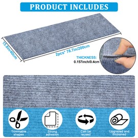 2 Pcs 78.7"x15.8" Cat Scratch Mat, Trimmable Self-Adhesive Carpet, DIY Climb Cat Scratcher for Furniture, Couch or Wall, Covering Cat Tree and Scratch Post Replacement Pad