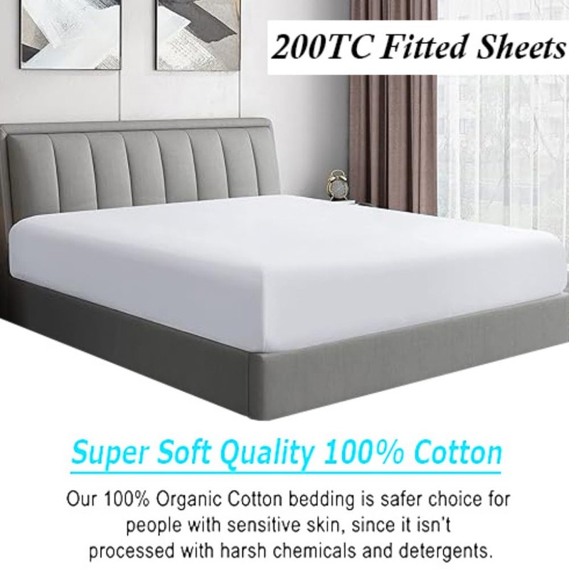 Bottom Fitted Sheets Stretches Up to 25cm Deep Mattress Pocket