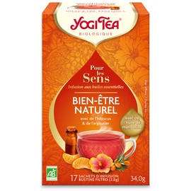 Yogi Tea - For the Senses, Natural Feeling, Organic Herbal Tea with Essential Oils, Naturally Caffeine-Free, Mandarin, Hibiscus, Sea Buckthorn, Yogi Tea Pack of 3, 3 x 17 Bags (51 Tea Bags Total)