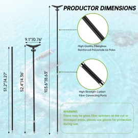 itayak 8.63' Shallow Water Anchor Pole, 2 Piece Fiberglass Island Anchor with T-Handle, Pole Anchor with 316 Stainless Tip for Boat, Fishing Kayak (Gloves Included)