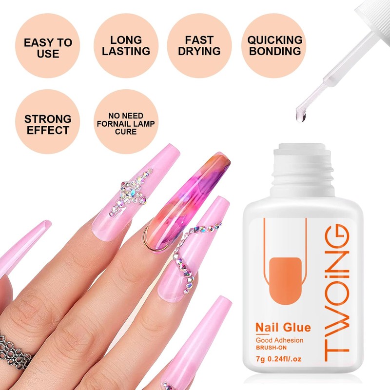 YTRUNS 2PCS Super Strong Nails 7g Acrylic Press-On Fake Long