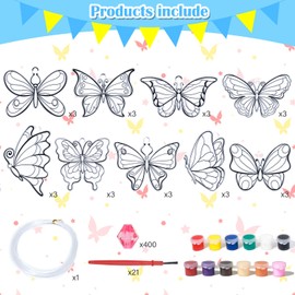 Fprl 27 Sets DIY Window Paint Art Suncatchers Craft Kits Butterfly Ornaments Decorations Suncatcher Kit Kid for Classroom Home c Easter Activity Gift Project