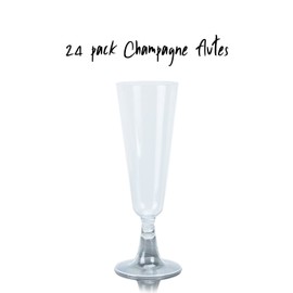 24 Clear Plastic Champagne Flutes/Glasses 140ml