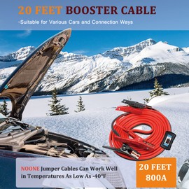 NOONE 2 Gauge Jumper Cable Heavy Duty Car Battery Clamps, for Jump Starting Dead or Weak Batteries Booster Cables with S7 Reverse Polarity Protection and Carry (2 Gauge 20 Feet)
