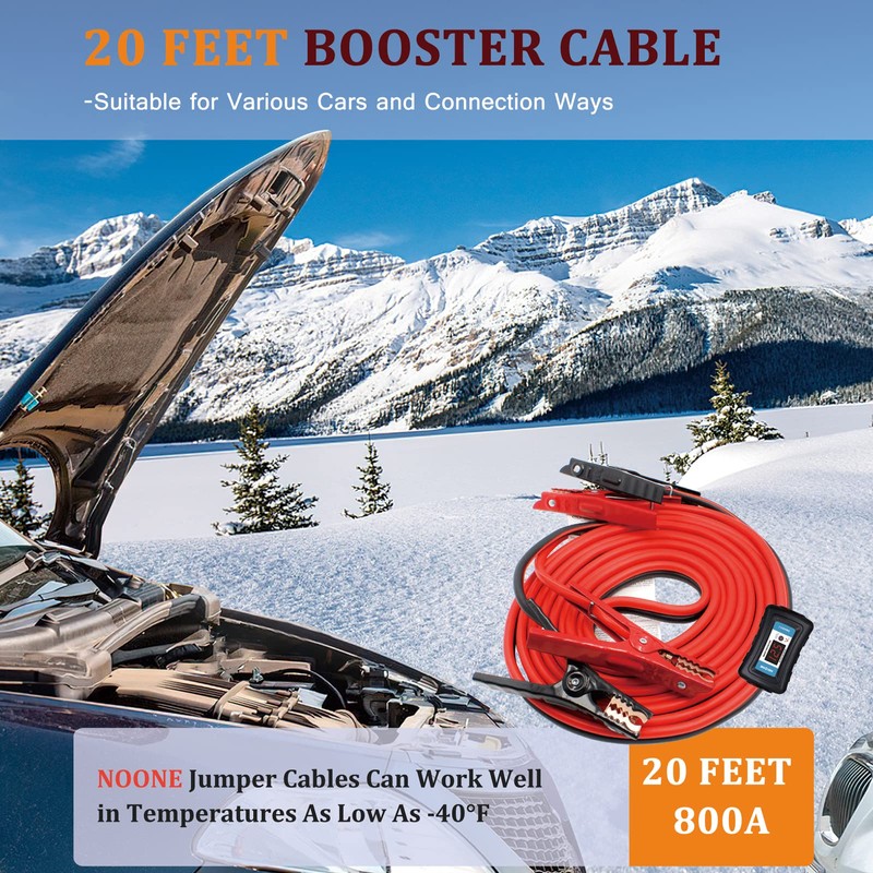 NOONE 2 Gauge Jumper Cable Heavy Duty Car Battery Clamps,