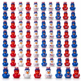 54 Pcs Mini Resin Patriotic Ducks Red White Blue 4th of July Decorations for Vase Filler Patriotic Crafts DIY Party Gifts