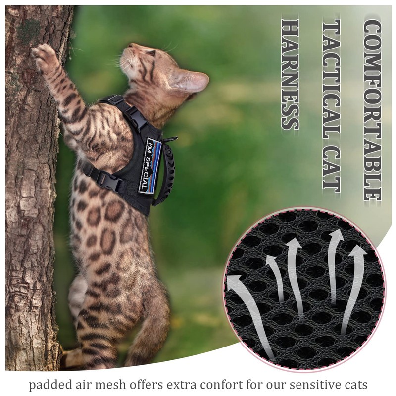 nanappice Tactical Cat Harness for Walking Escape Proof,Adjustable Pet Vest