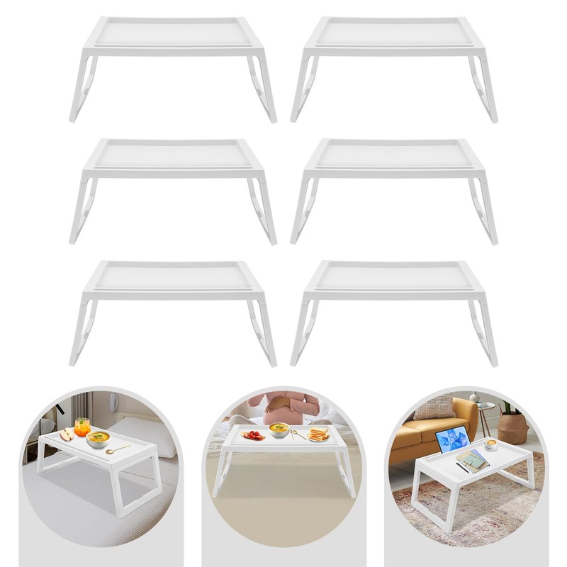 6Pcs Lap Desk Tray,Tray Folding Table,Foldable Laptop Desk,Plastic Breakfast Laptop