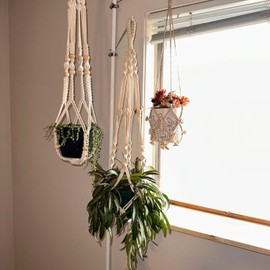 INDOOR PLANT POLE Spring Tension Rod with 3 Adjustable ARMS