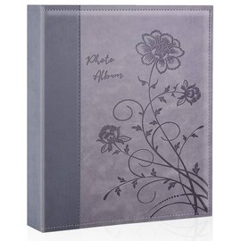 Artmag Photo Album 8x10 Clear Pages Leather Cover Slide in Album Holds 52 Vertical 8x10 Photo Album Scrapbook Picture Artwork or Postcards Storage (Grey)