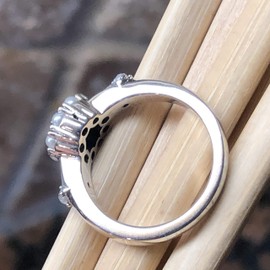 Natural Green Emerald, Freshwater Cultured Pearl 925 Sterling Silver Engagement Ring Size 5, 6, 7, 8, 9