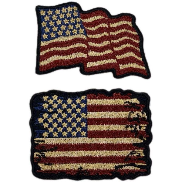 MILTACUSA Distressed American Flag Vintage Look Patch [2PC - Iron