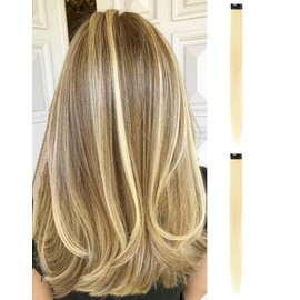 2 x Clip-In Hair Extension Highlights Streaks, Colourful Hair Highlights (Blonde)