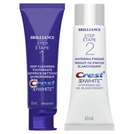 Crest 3D White Brilliance Toothpaste and Whitening Gel 2 Step System - 85 ml and 63 ml Tubes, packaging may vary