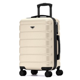 Flight Knight Carry On Suitcase 22x14x9 Hardside Built In TSA Lock & USB Port Lightweight Luggage Silent Double Spinner Wheels Maximum Overhead Carry-On Bag For American & United Approved Airlines