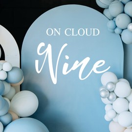 On Cloud Nine Decal,Cloud Baby Shower Decor,Gender Reveal Party Stickers, Cute Baby Decor，Bridal Shower,Engagement Photo Booth Backdrop.