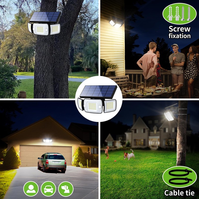 intelamp Solar Outdoor Lights 1200LM 6000mAh Security Lights with Remote
