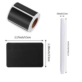 Chalkboard Labels, 300PCS Waterproof Blackboard Reusable Sticker Label with 1 Erasable Chalk Marker, Removable Stickers Rectangular for Storage Bins, Mason Jars, Bottle, Pantry, Office