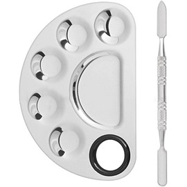 visn Placa de Maquillaje - Paleta de Maquillaje de Acero Inoxidable Paleta de Mezcla de Artistas con espátula para Mezclar cosméticos, Mezclar Maquillaje de Pintura (semicírculo) Ypeng