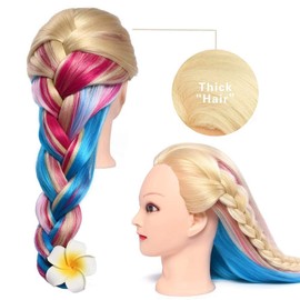MYSWEETY 29 Inch Colorful Hair Mannequin Head for Hairdressing Practice - Training Doll Head for Cosmetology Hair Styling With Clamp and Practice Tools